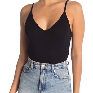 bp. Black Ribbed Thong Bodysuit